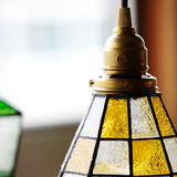 ステンドグラスペンダント チェッカー 白熱球付 アートワークスタジオ Stained glass-pendant Checker lamp set ART WORK STUDIO