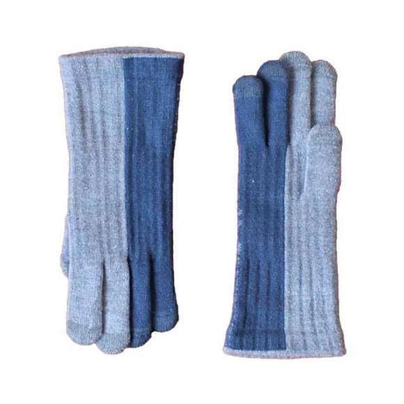 手袋 ブロック ブルー 50％ ライトブルー 50％ フィット